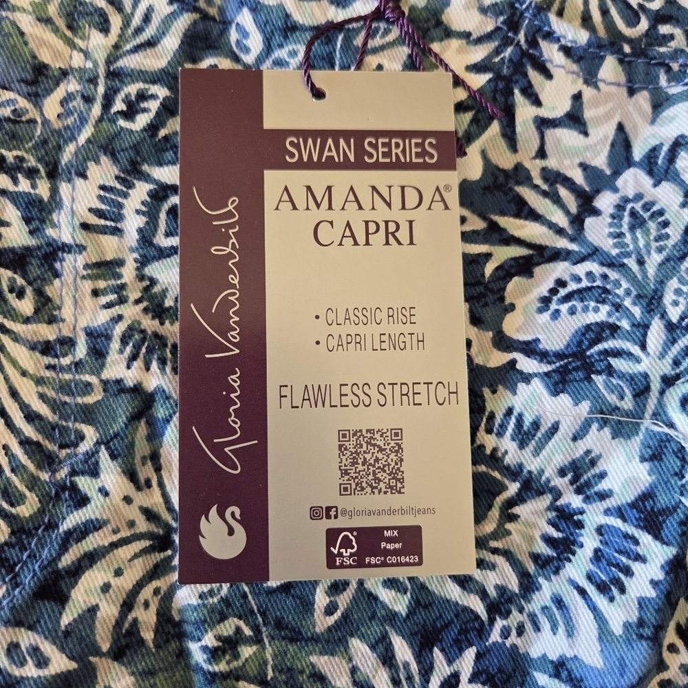 Capri Jeans Blue & White Floral Print - NWT Size 16 - Picture 6 of 10